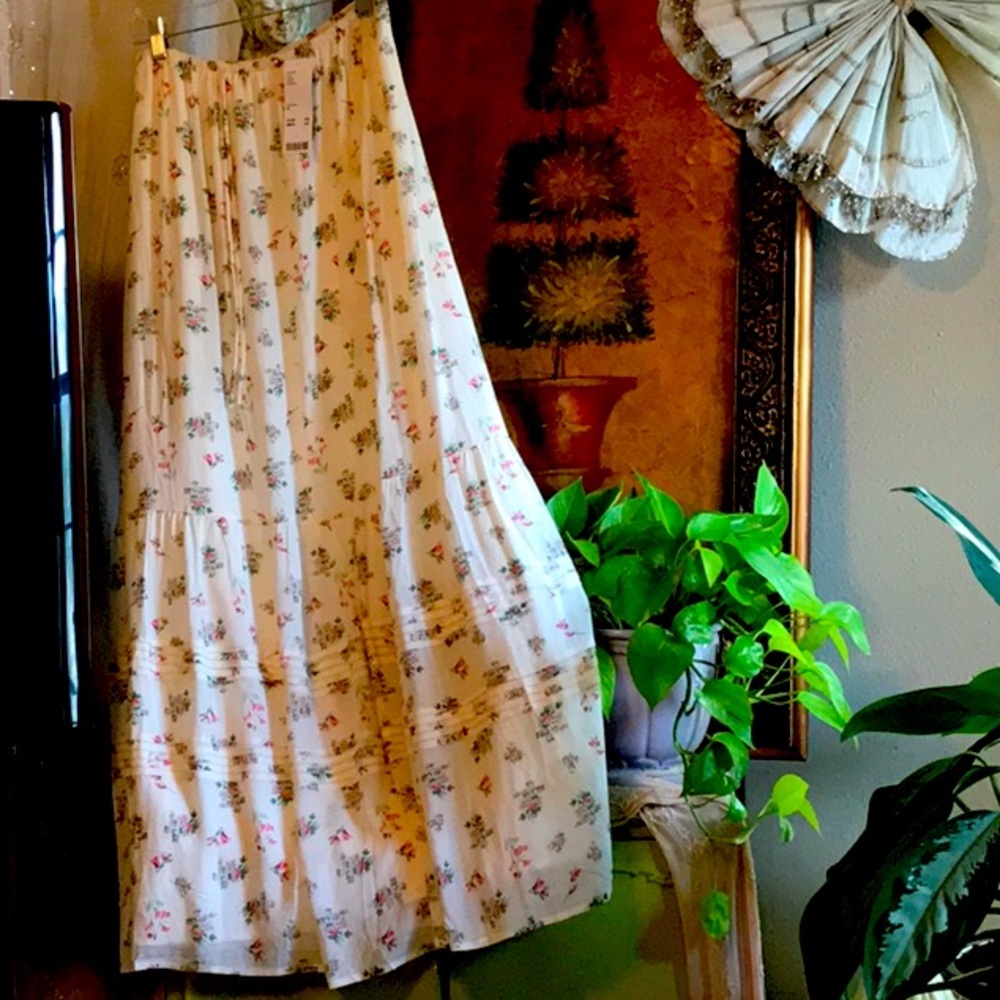 Urban Outfitters Floral Maxi Skirt - Cream and Pink